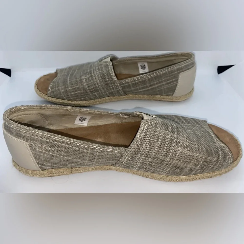 TOMS Women’s Alpargata Flats Open Toe Natural Metallic Beige Size W5
